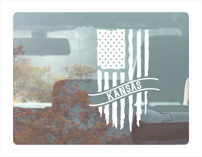 Kansas Flag Usa White Decal Sticker