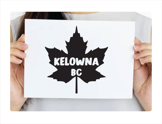 Kelowna British Columbia maple leaf Canada Black Decal Sticker 