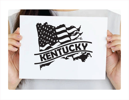 Kentucky State Usa Black Decal Sticker