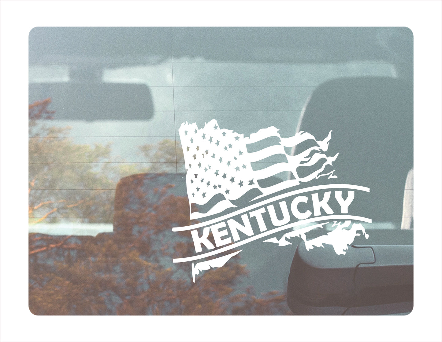 Kentucky State Usa White Decal Sticker