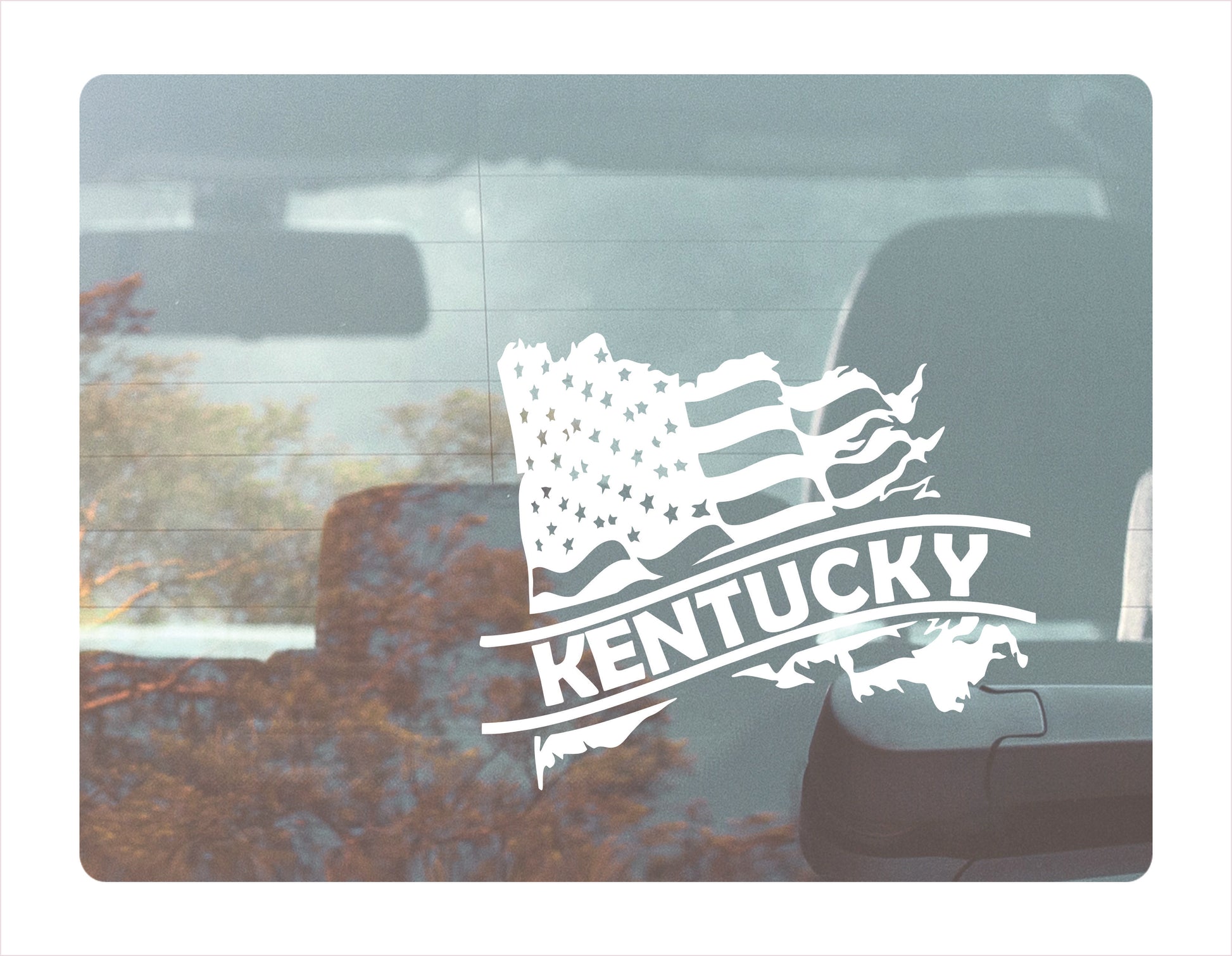 Kentucky State Usa White Decal Sticker