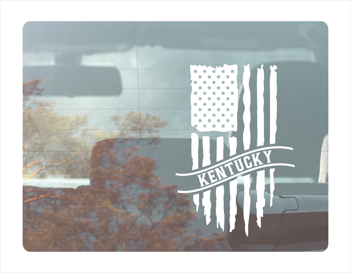 Kentucky Flag Usa White Decal Sticker