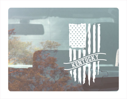 Kentucky Flag Usa White Decal Sticker