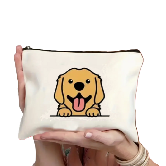 make up bag or pencil case with a labrador or golden retriever design