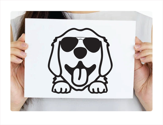 Labrador Glasses Black Vinyl Decal Sticker