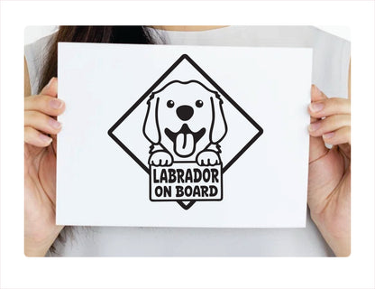 Labrador on board Black Vinyl Decal Sticker