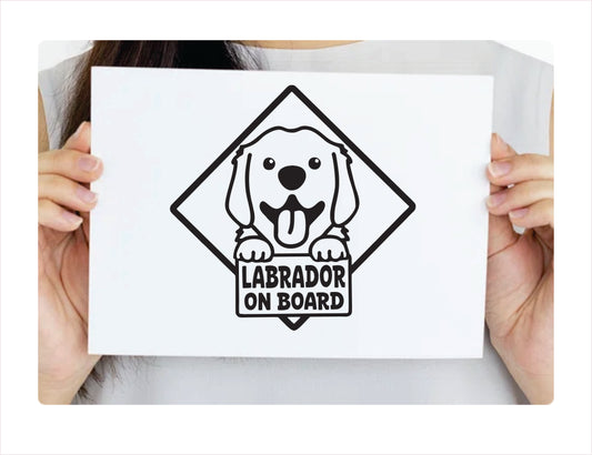 Labrador on board Black Vinyl Decal Sticker