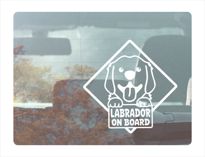 Labrador on board White Vinyl Decal Sticker