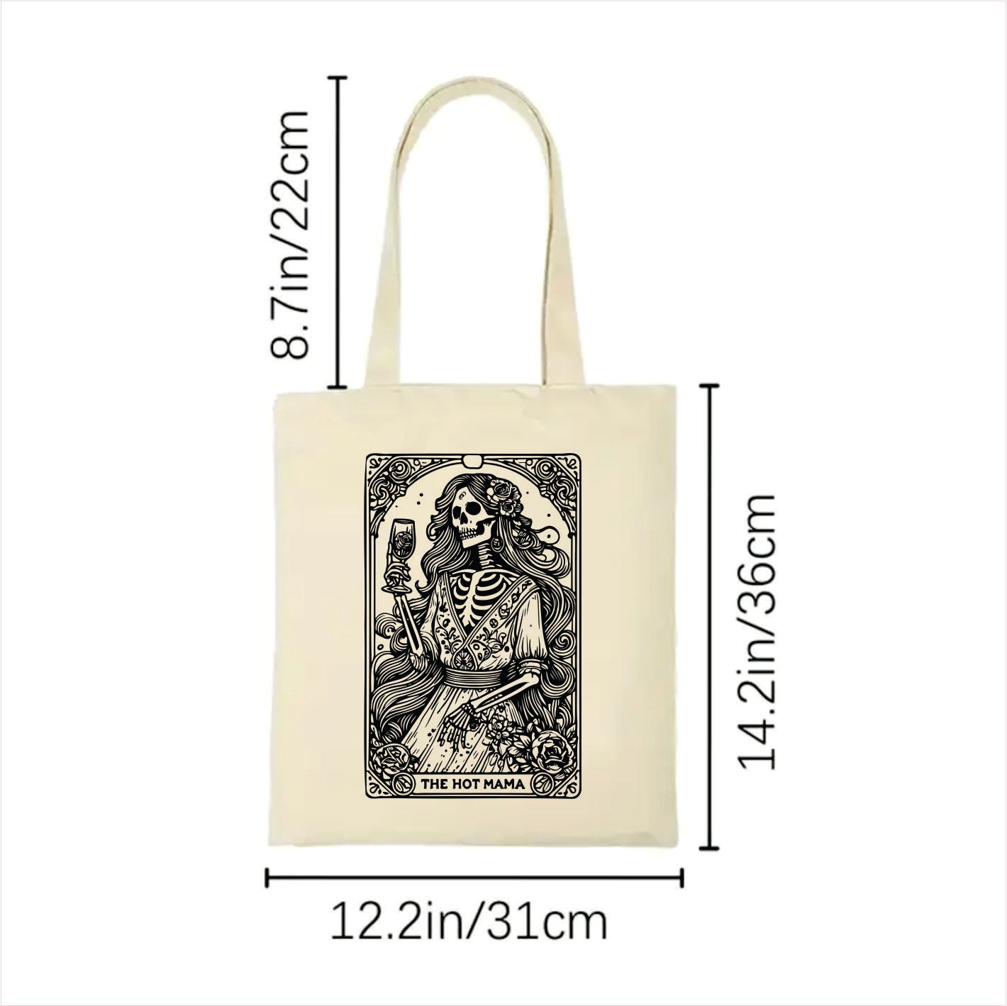 Lady mom skull gothic tote bag 2