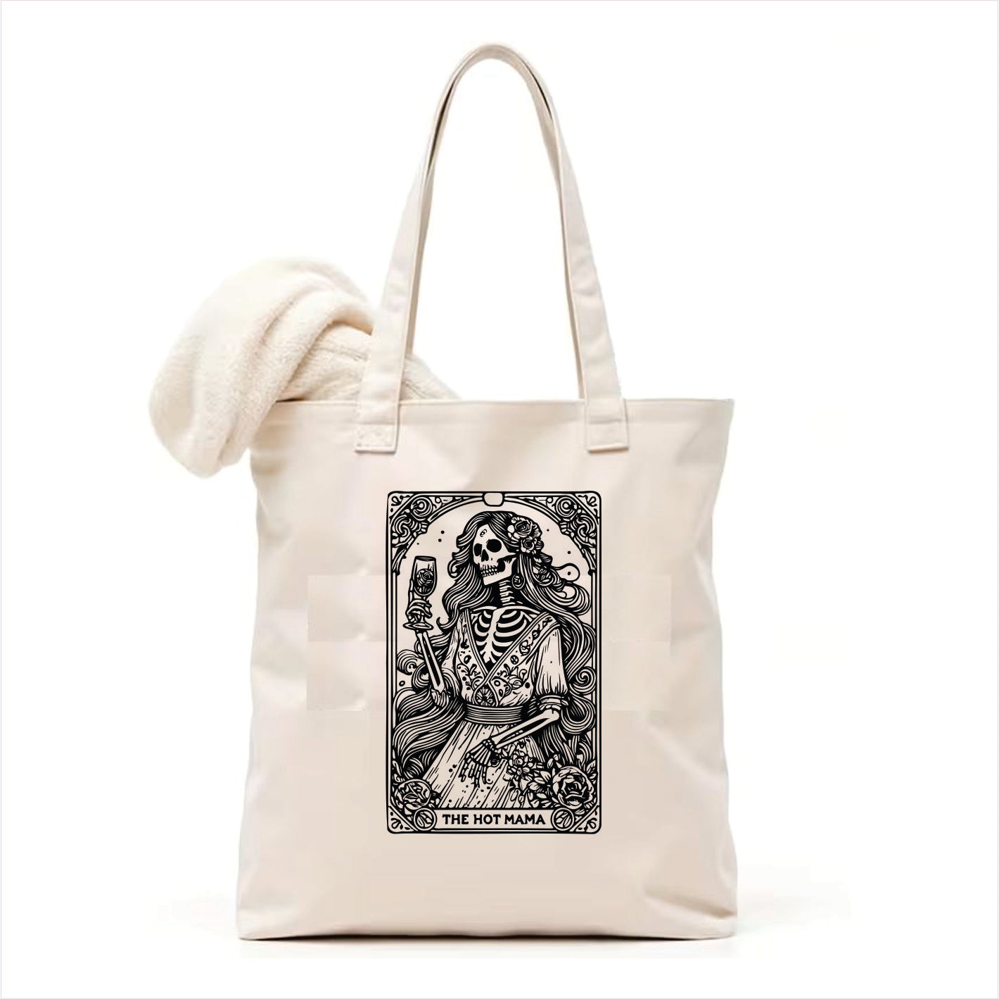 Lady mom skull gothic tote bag 3