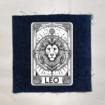Leo Zodiac Dark Denin Patch