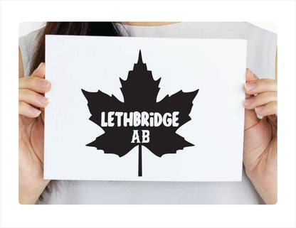 Lethbridge Alberta maple leaf Canada Black Decal Sticker