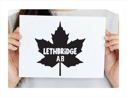 Lethbridge Alberta maple leaf Canada Black Decal Sticker