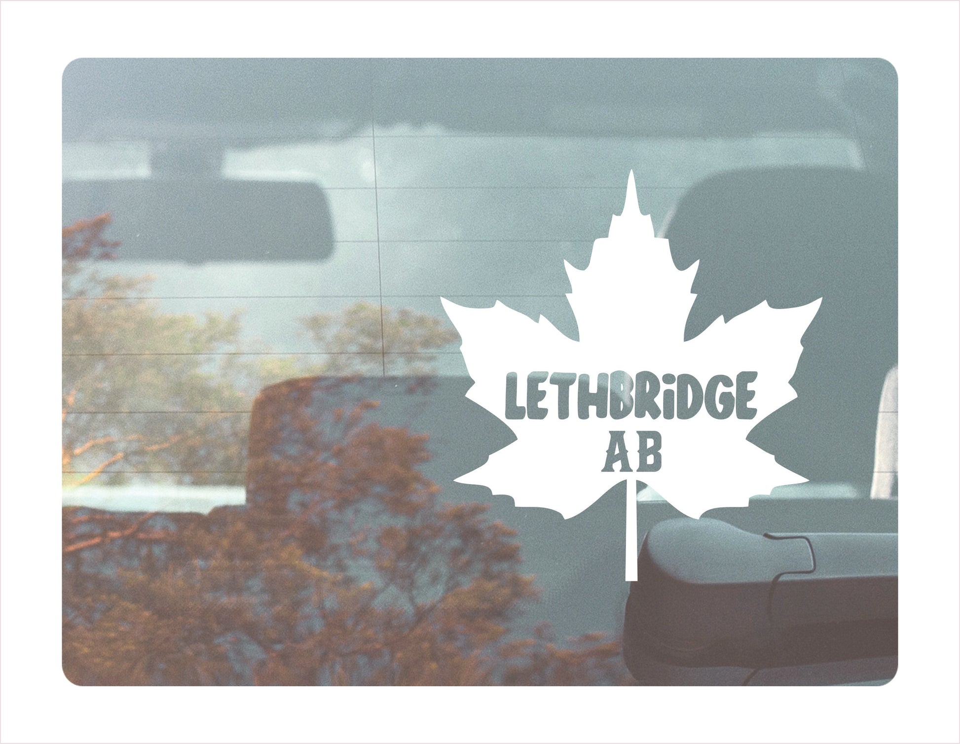 Lethbridge Alberta maple leaf Canada White Decal Sticker