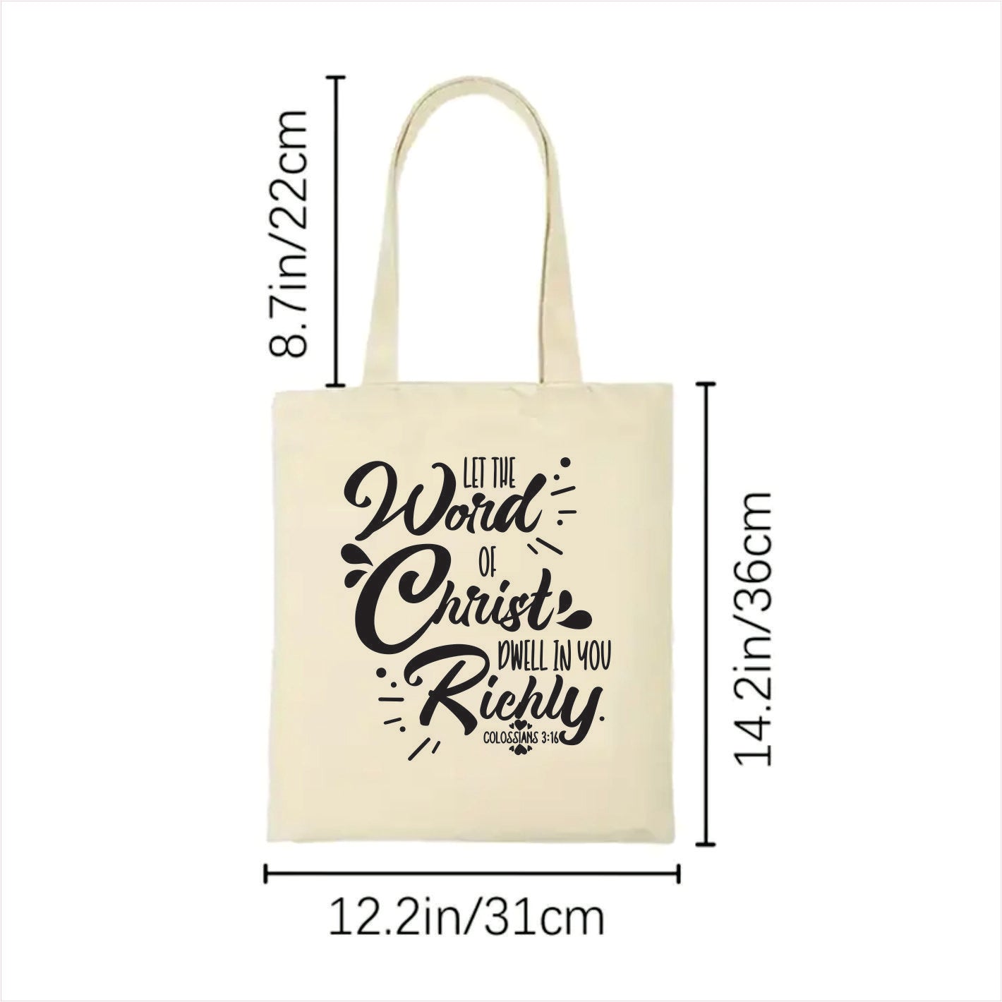 Let the word of Christ dwell in you richly canvas tote bag 2