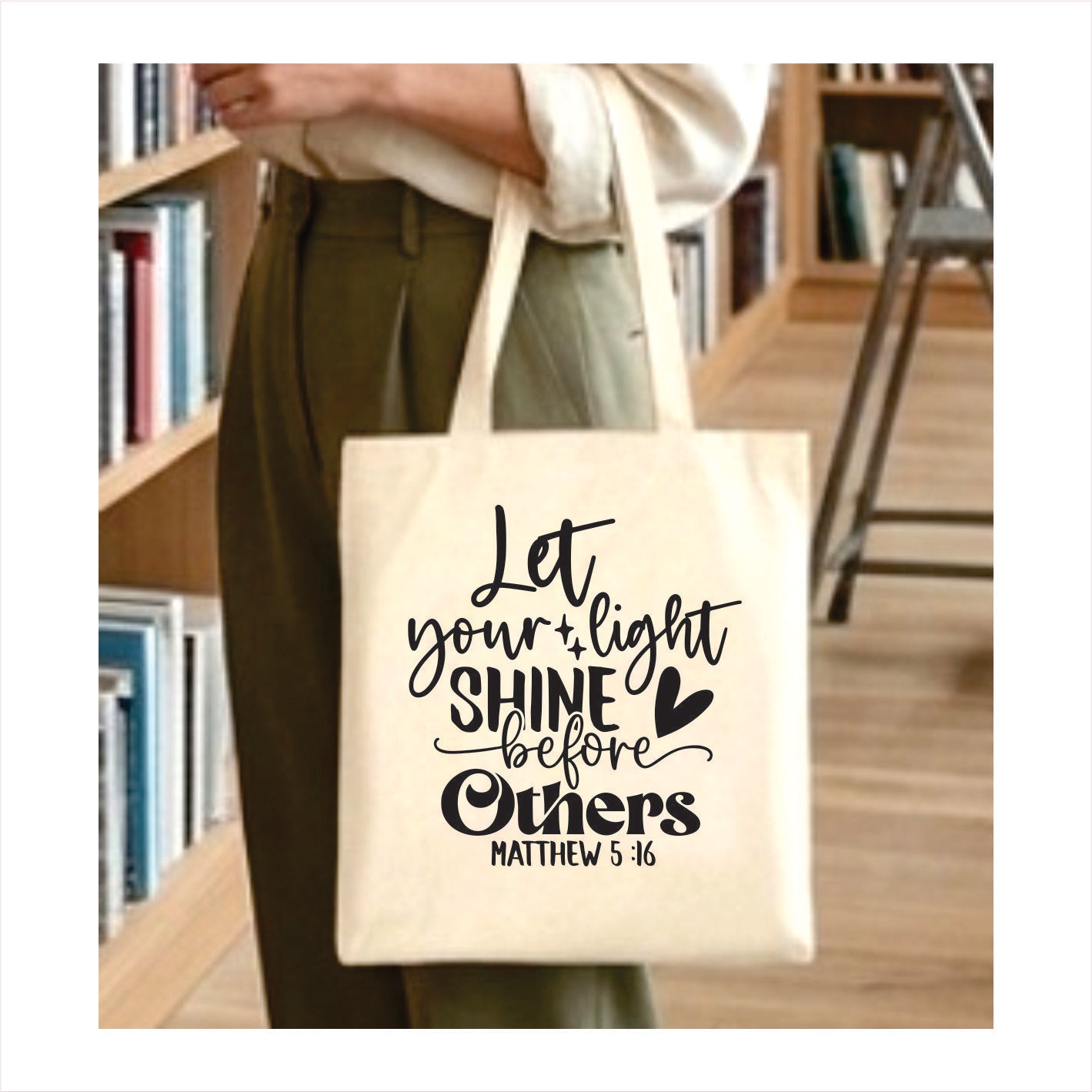 Let your light shine before others canvas tote bag 1