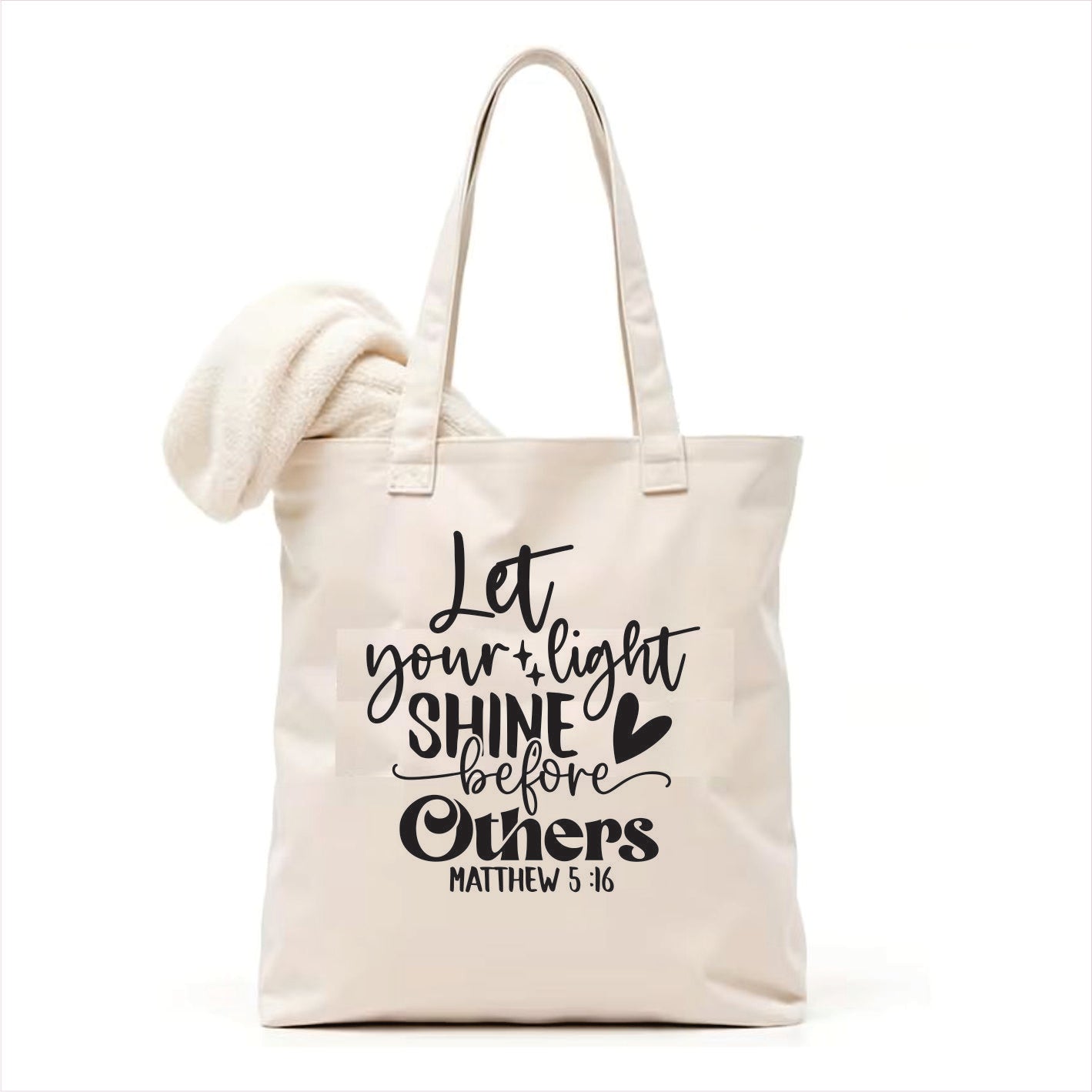 Let your light shine before others canvas tote bag 3