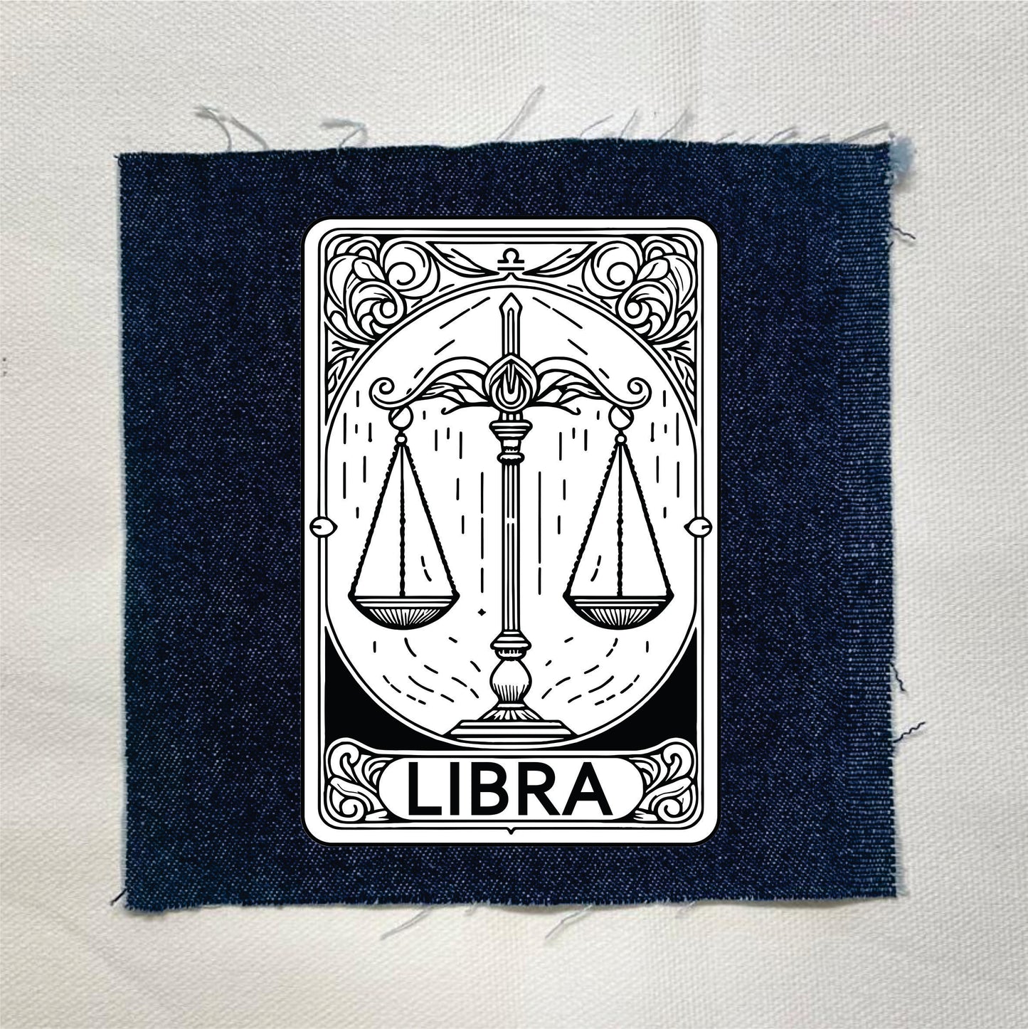 Libra Zodiac Dark Denin Patch