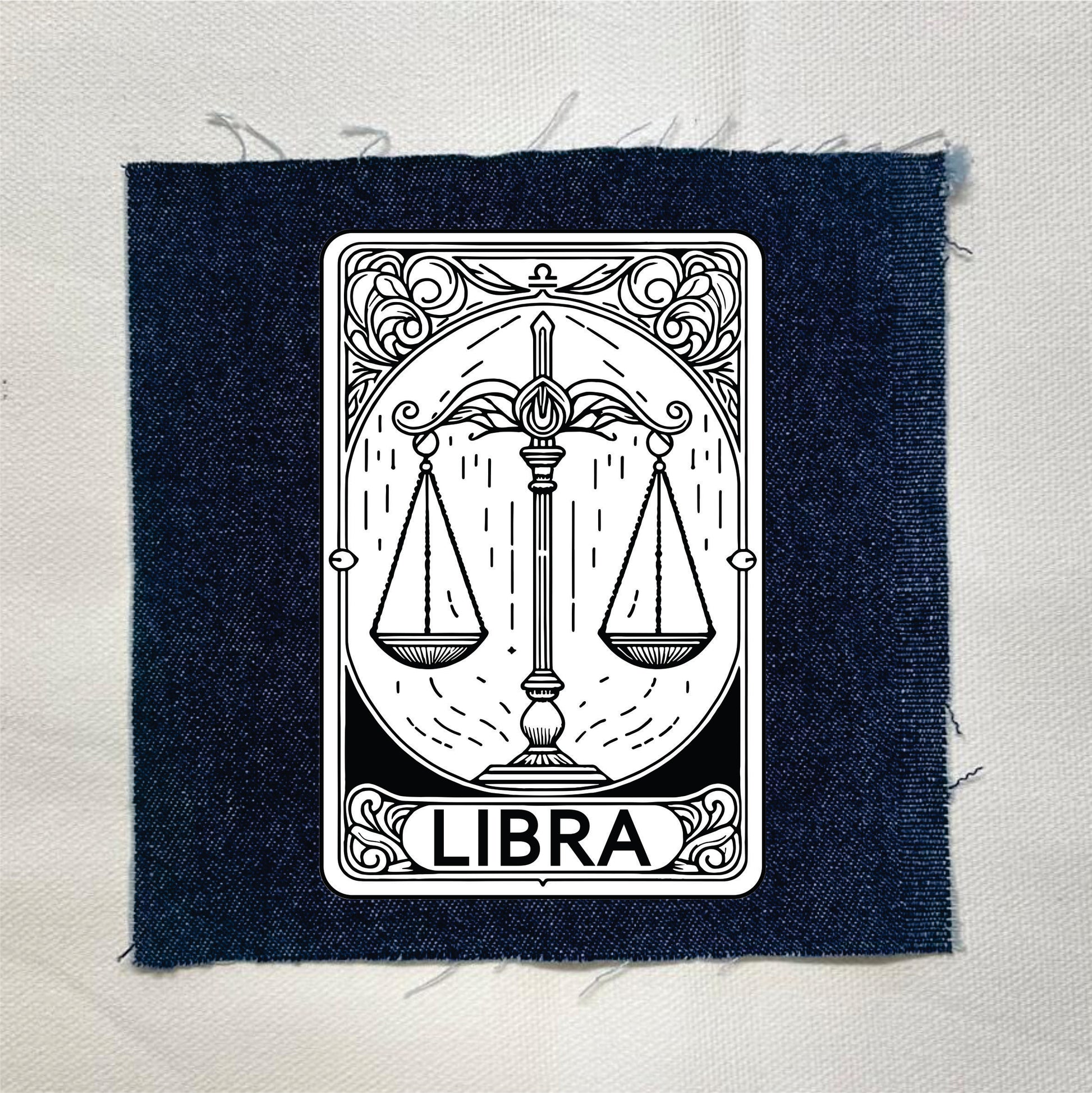 Libra Zodiac Dark Denin Patch