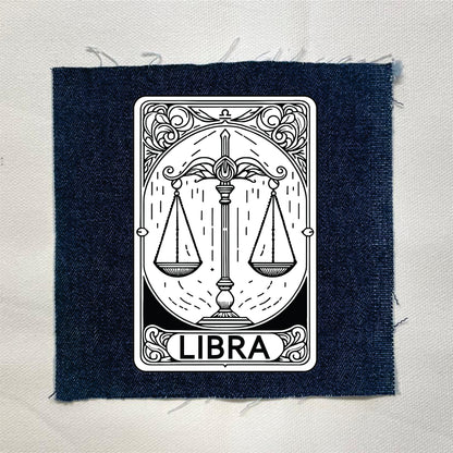 Libra Zodiac Dark Denin Patch