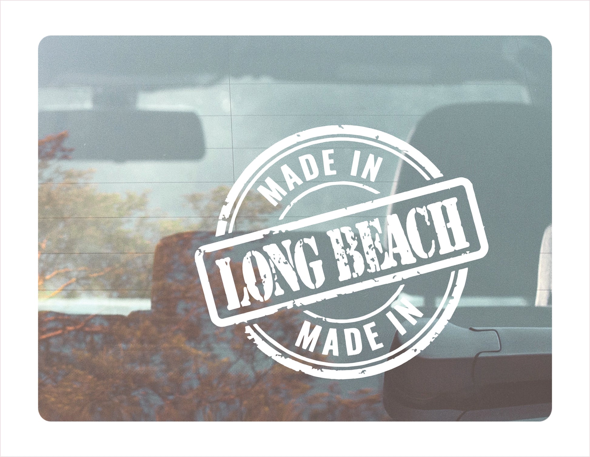 Made in Long Beach California Usa white decal sticker