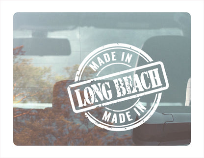 Made in Long Beach California Usa white decal sticker