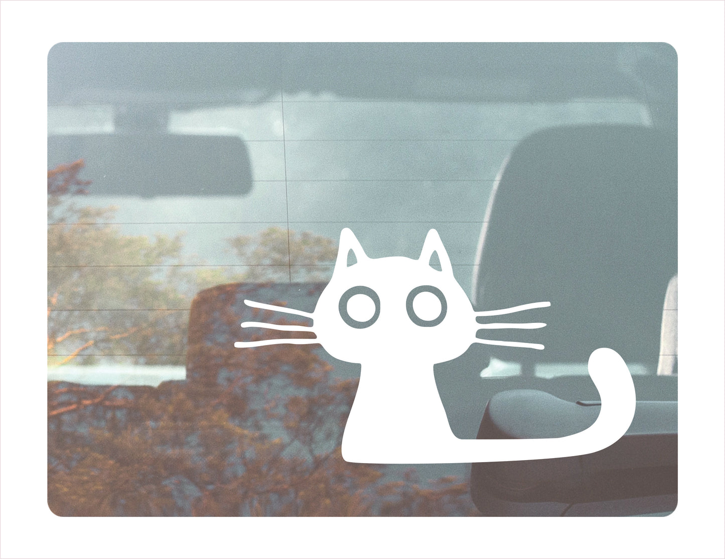 Cat Long Tail White Decal Sticker
