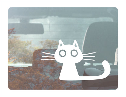 Cat Long Tail White Decal Sticker