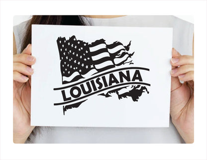 Louisiana State Usa Black Decal Sticker