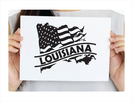 Louisiana State Usa Black Decal Sticker