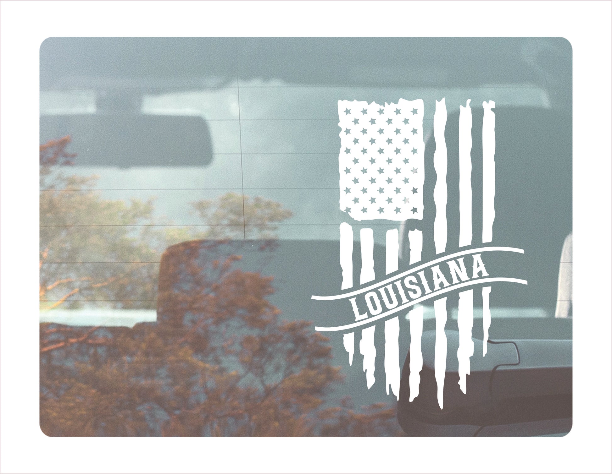 Louisiana Flag Usa White Decal Sticker