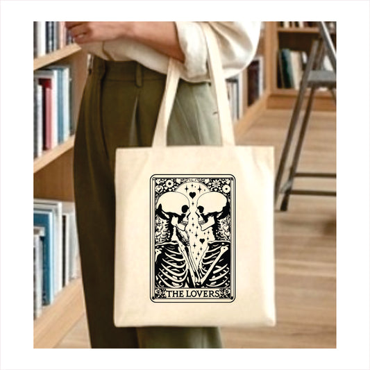 The lovers skull tarot tote bag 1