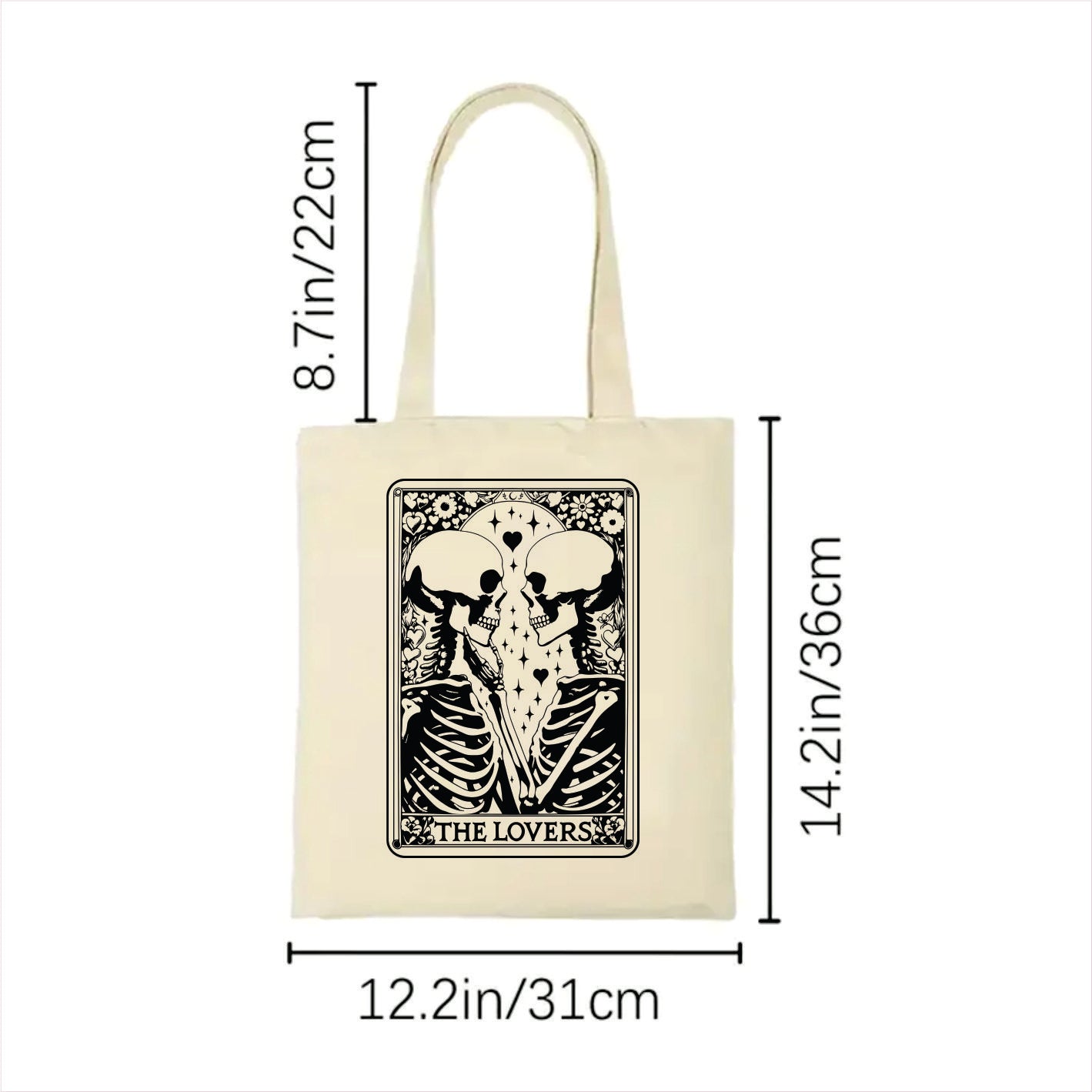 The lovers skull tarot tote bag 2