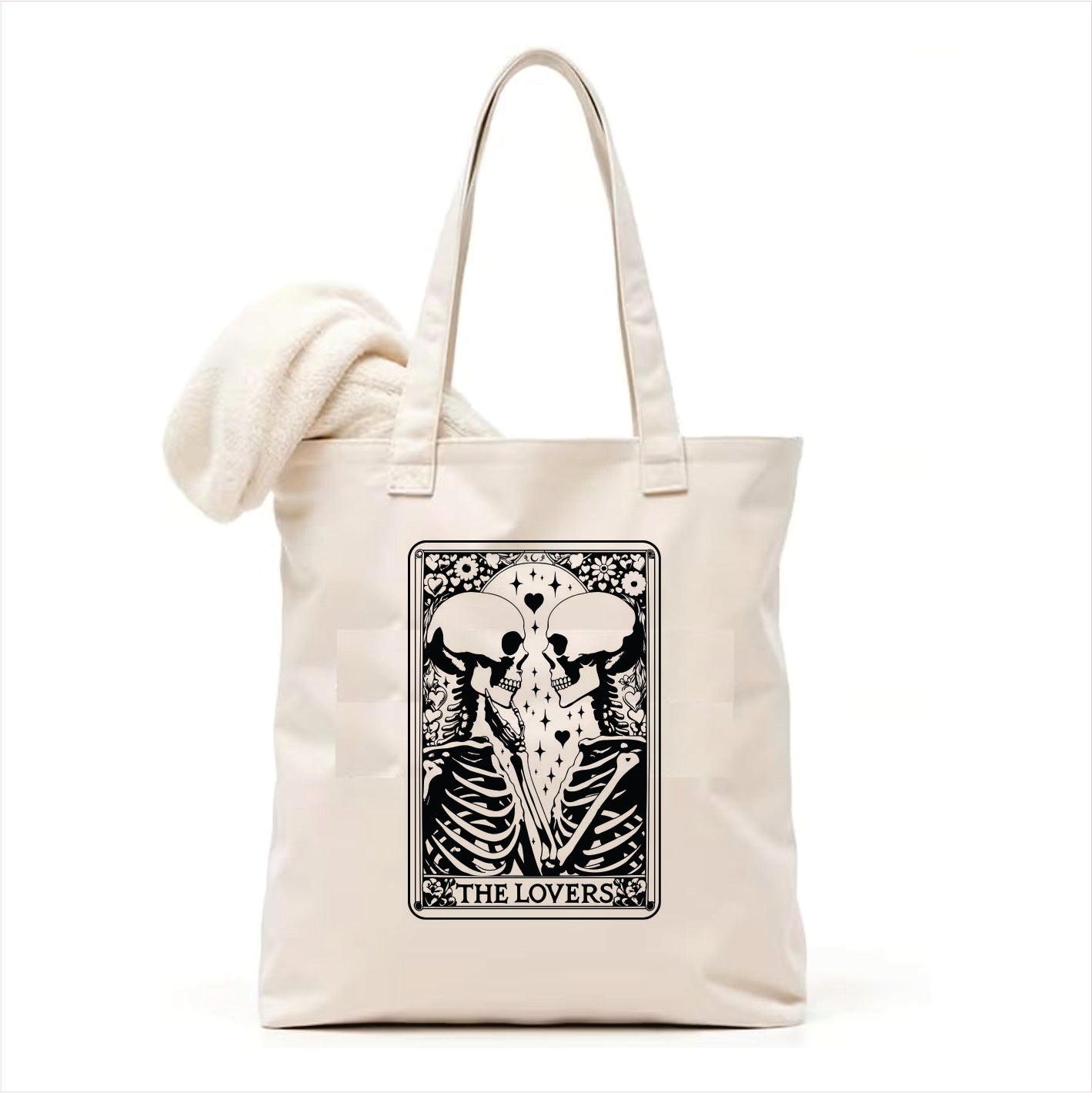 The lovers skull tarot tote bag 3