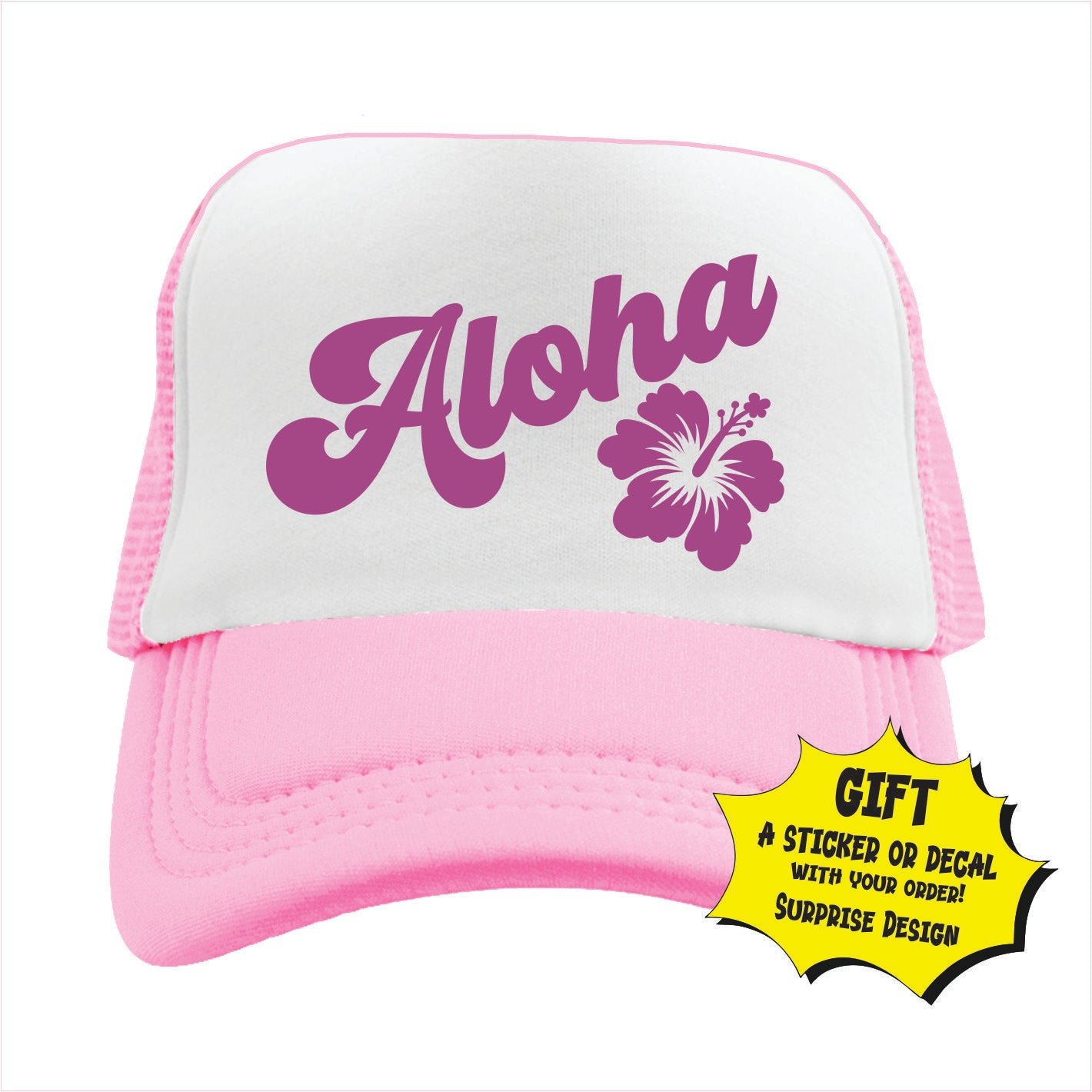 Aloha Hawaiian Flower Trucker Hat Cap