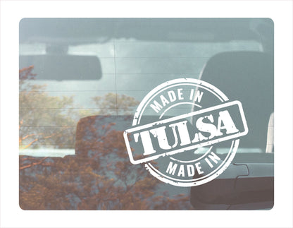 Made in Tulsa Oklahoma white Decal Sticker