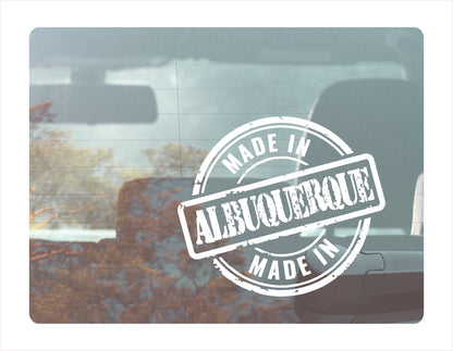 Made in Albuquerque New Mexico white decal sticker