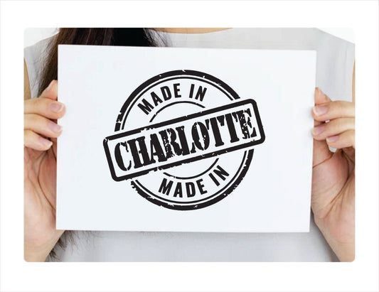 Made in Charlotte North Carolina black decal sticker