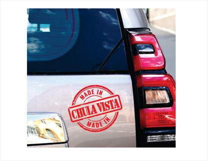 Made in Chula vista California red  decal sticker