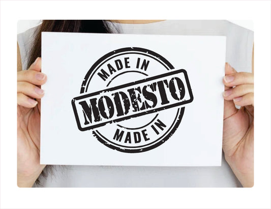 Made in Modesto California black decal sticker