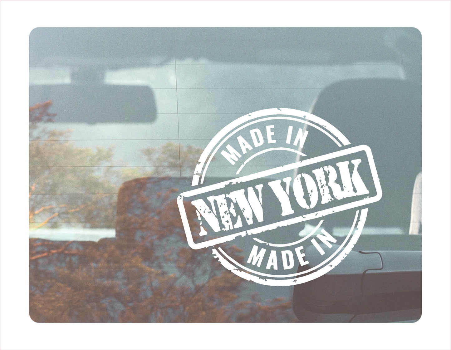 Made in New York white decal sticker