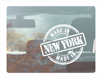 Made in New York white decal sticker