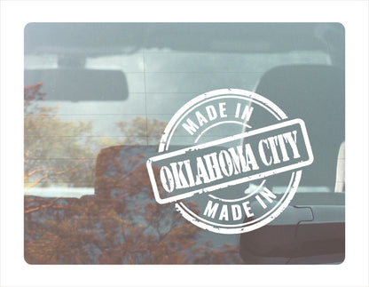 Made in Oklahoma city Oklahoma white Decal Sticker