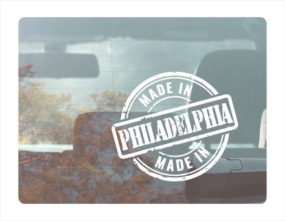 Made in Philadelphia Pennsylvania white Decal Sticker