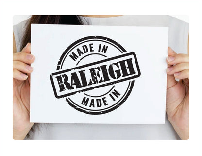 Made in Raleigh North Carolina black decal sticker