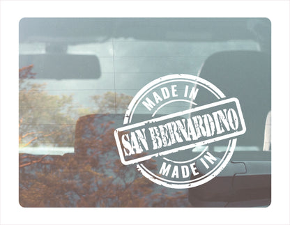 Made in San Bernardino California white decal sticker
