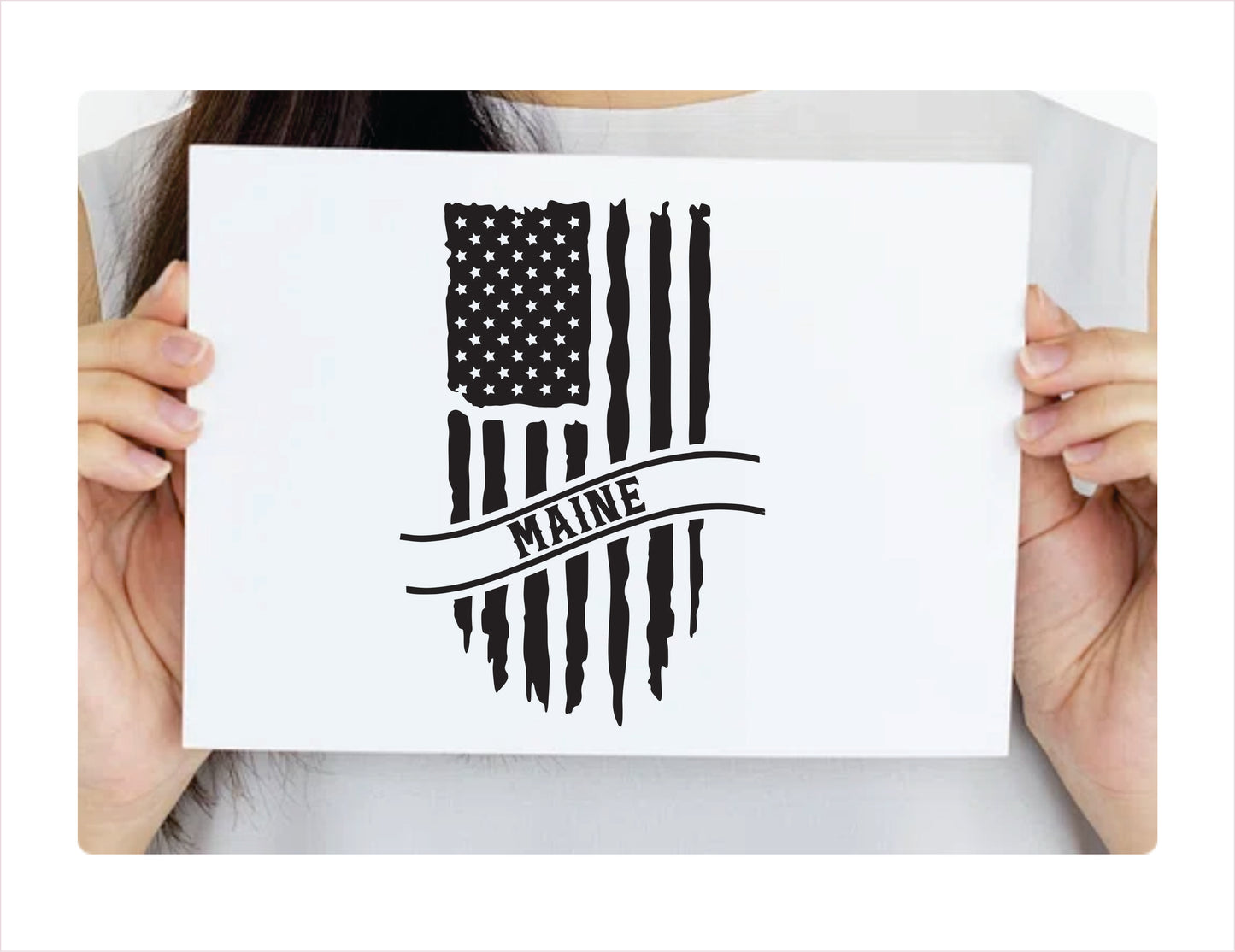 Maine Flag Usa Black Decal Sticker