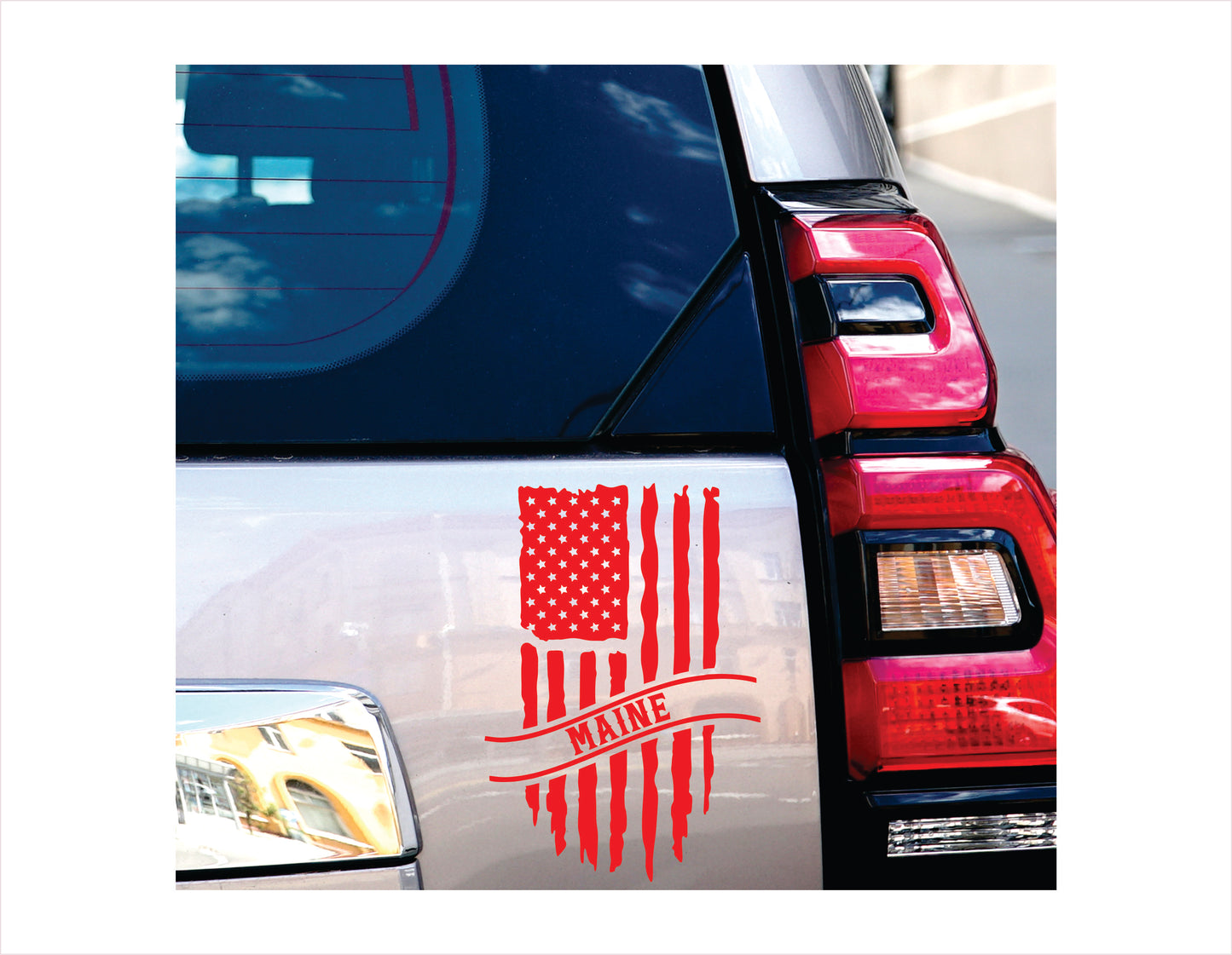 Maine Flag Usa Red Decal Sticker