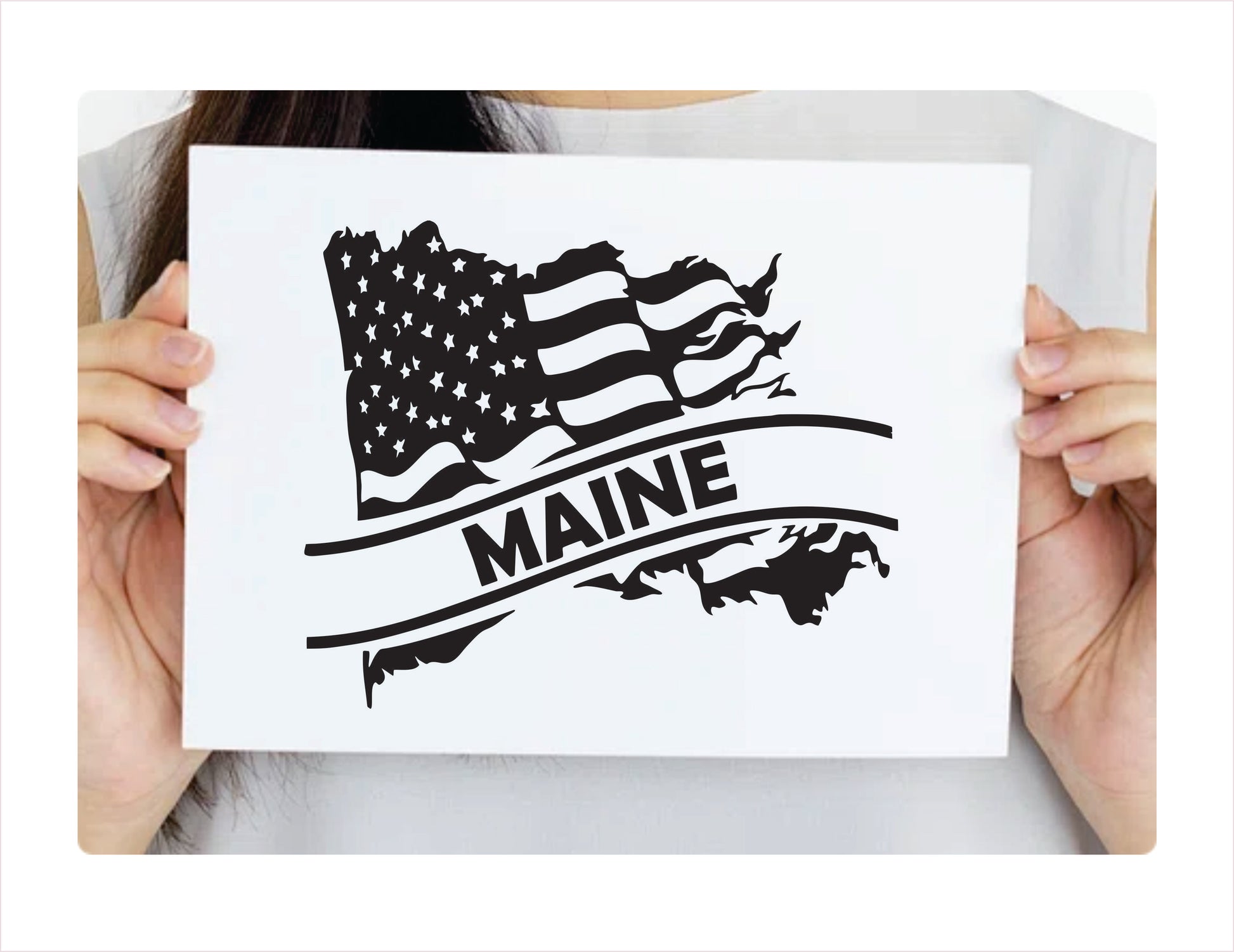 Maine State Usa Black Decal Sticker