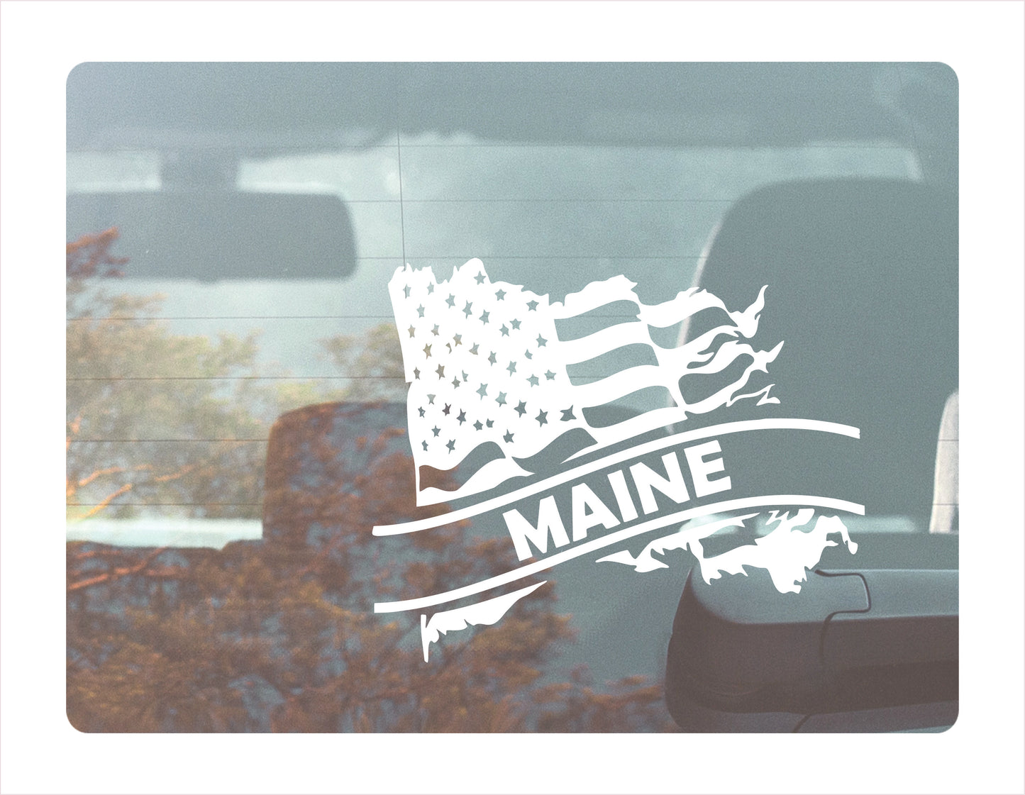 Maine State Usa White Decal Sticker
